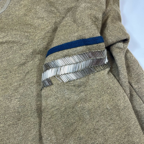 ⚠️SOLD⚠️Free People Khaki / Army Green Beaded Long Sleeve Sweater Women’s Size M - Picture 4 of 9